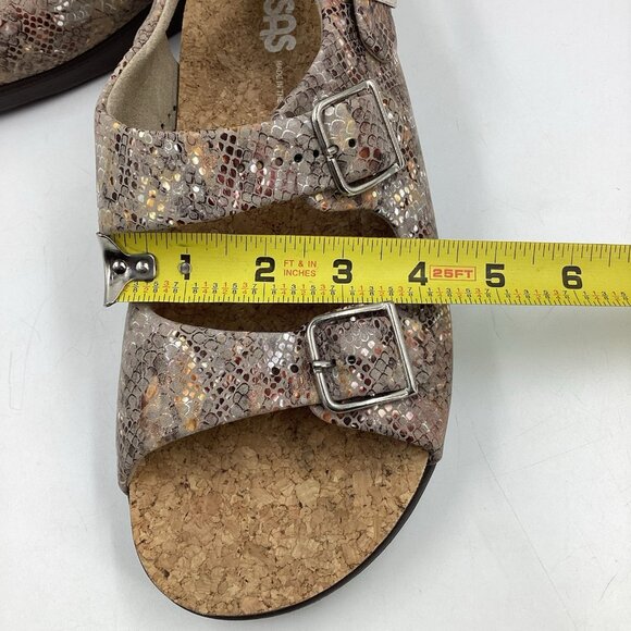 SAS Women's Relaxed Heel Strap Sandal Multisnake Taupe Walking Comfort Sz 9.5 W - Picture 10 of 11